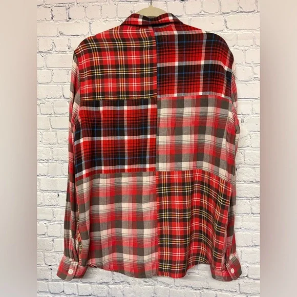 Ralph Lauren Denim & Supply Patchwork Plaid Vintage Preppy Button Front Shirt M - Picture 2 of 9